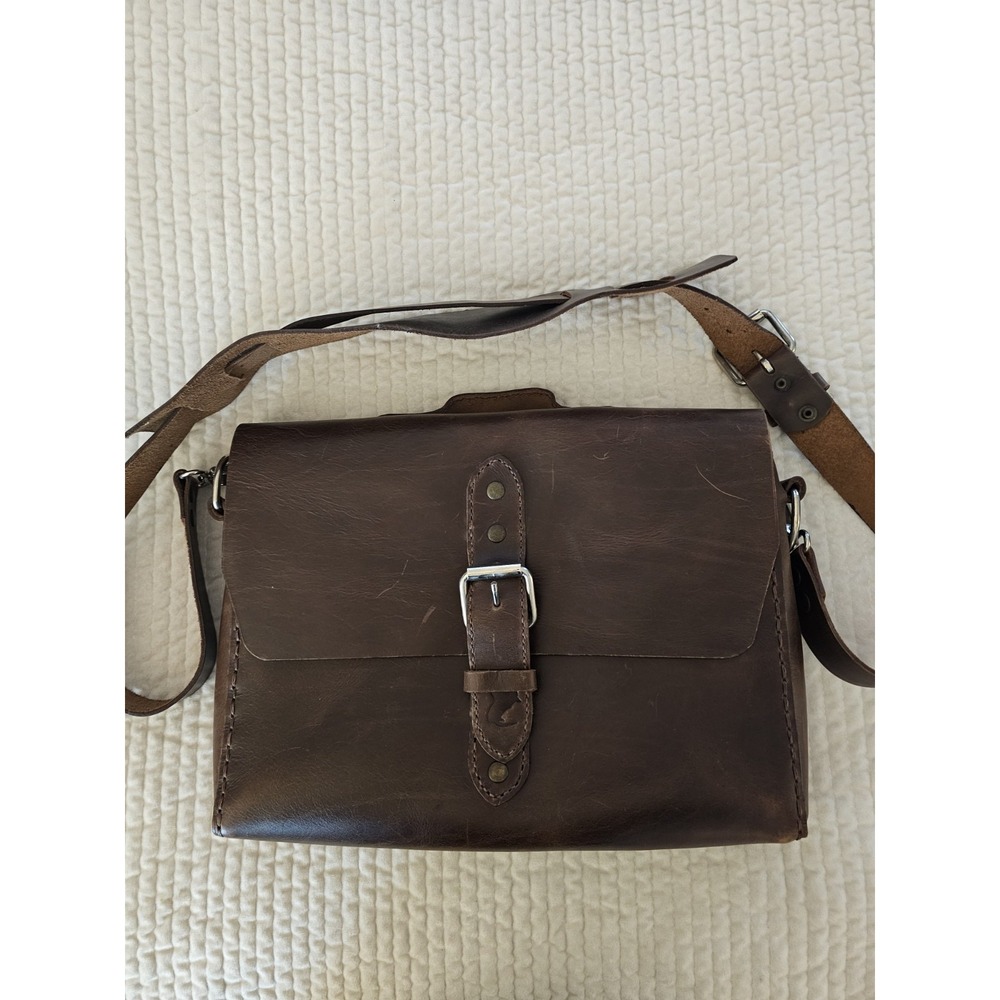 Crash Leather Chocolate Brown Saddleback Bag With Silver Hardwear